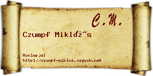 Czumpf Miklós névjegykártya